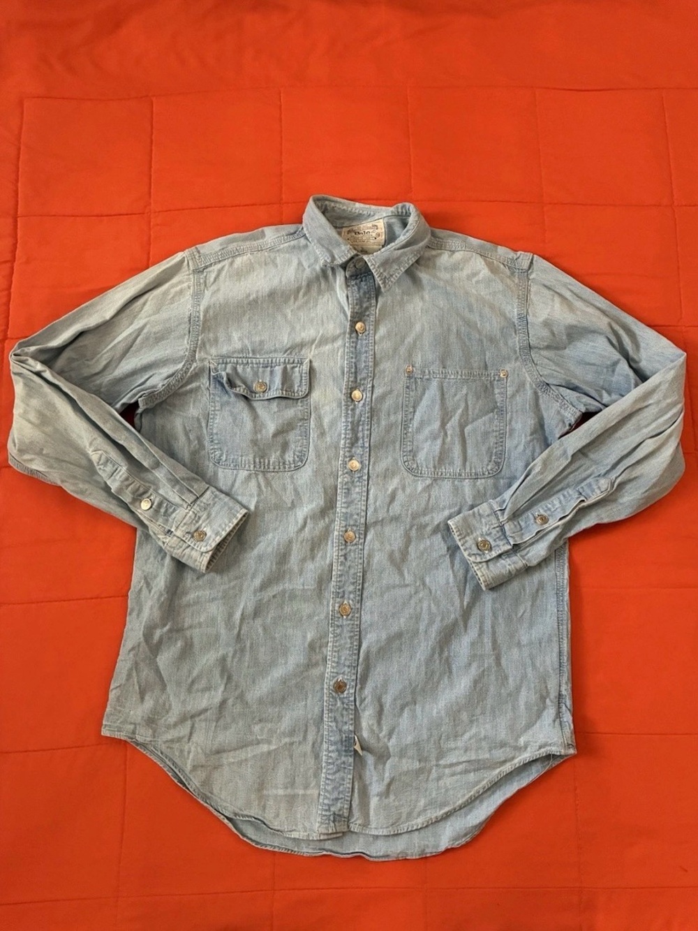 Vintage Polo Ralph Lauren Denim Shirt Mens Medium Blue Authentic Dungaree